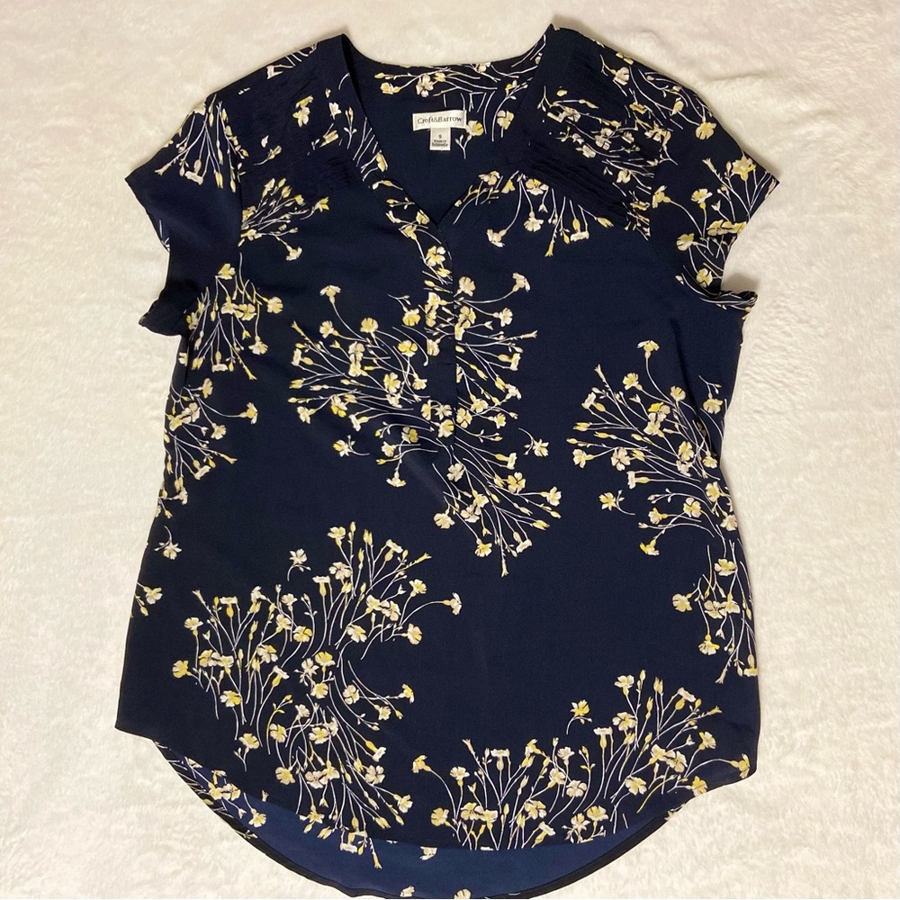 Croft & Barrow Blue Blouse with Polo Collar and Relaxed Fit